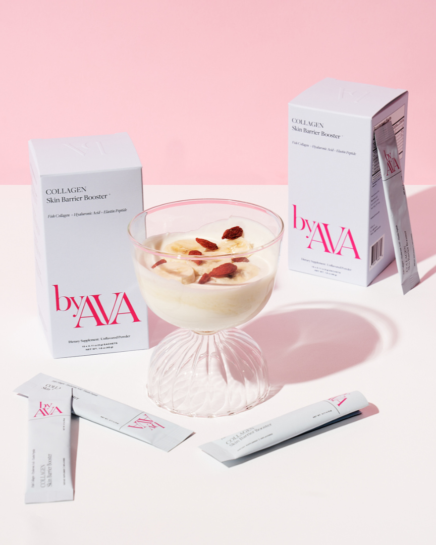 Collagen skin barrier booster powder, breakfast closeup