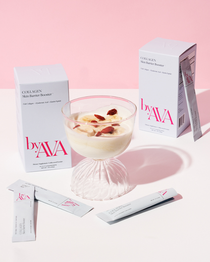 Collagen skin barrier booster powder, breakfast closeup